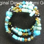 Bracelet - non-clasp with semi-precious beads and crystals