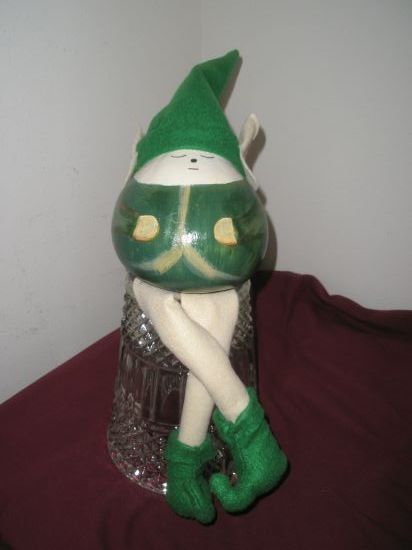 Handpainted Gourd - Elf on the Shelf 
