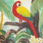 Hand painted Silk - Red Parrot giftsbnaomi