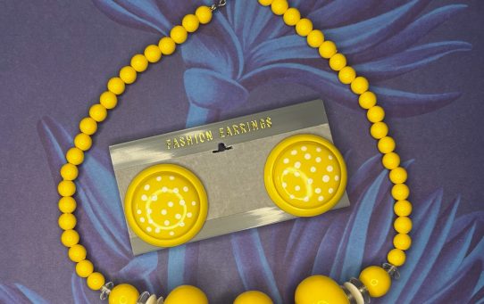 Vintage Yellow Polka Dot Jewelry Set - Giftsbynaomi