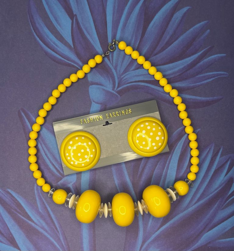 Vintage Yellow Polka Dot Jewelry Set - Giftsbynaomi
